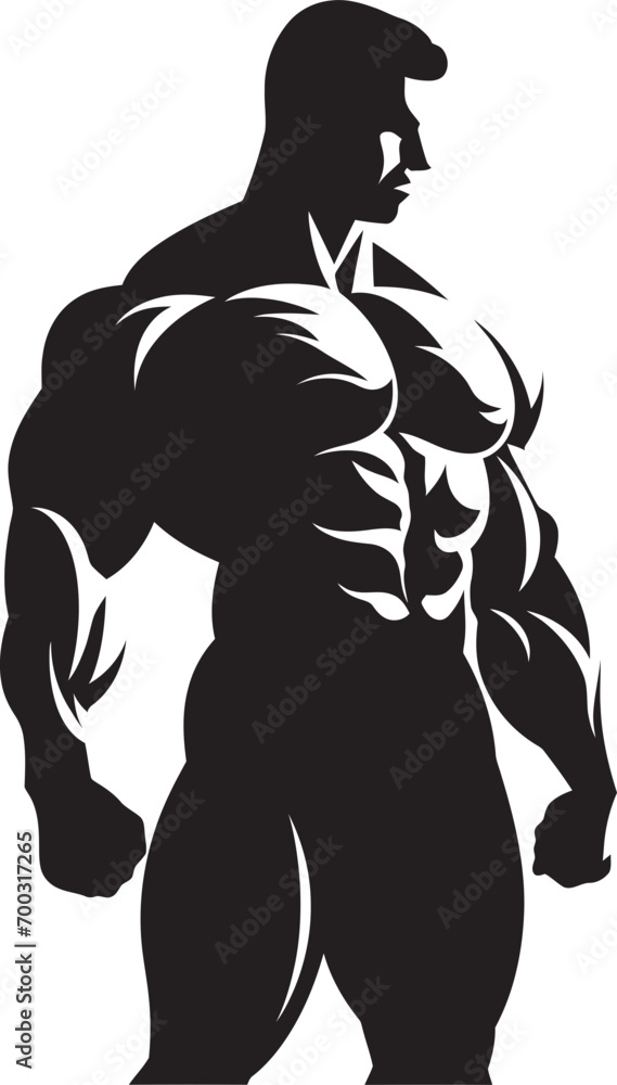 Defined Dominance Bodybuilders Iconic Image Jet Black Bulk Full Body Black Icon