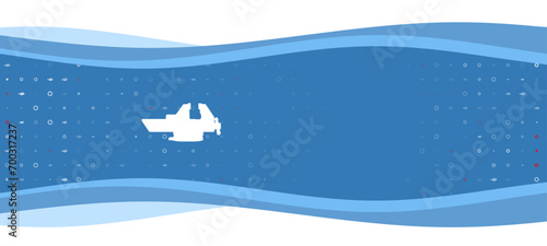 Blue wavy banner with a white vise symbol on the left. On the background there are small white shapes, some are highlighted in red. There is an empty space for text on the right side