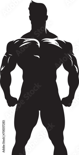 Monochrome Muscle Bodybuilders Iconic Art Ebony Emblem Full Body Black Figure