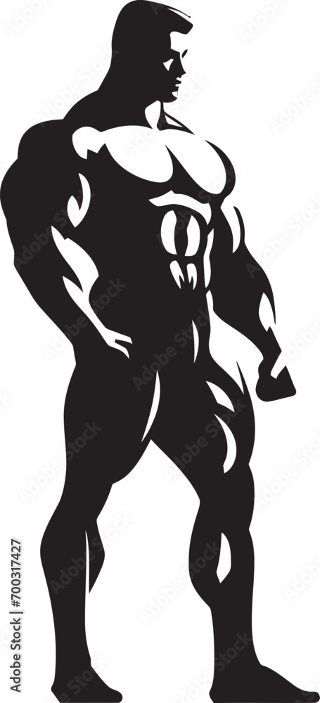 Blackout Bulk Bodybuilders Iconic Vector Emblem Graphite Gladiator Full Body Black Vector Art