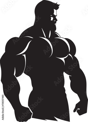 Blackout Bulk Bodybuilders Iconic Vector Emblem Graphite Gladiator Full Body Black Vector Art