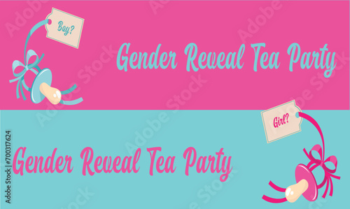 Gender reveal tea party art