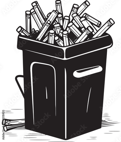 Disposed Smoke Symbol No Smoking Vector Ashes in Bin Symbol Black Trash Bin Icon