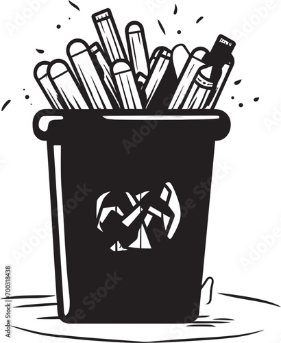 Extinguished Vice No Smoking Bin Logo Icon Stubbed Out Emblem Trash Bin Vector Design