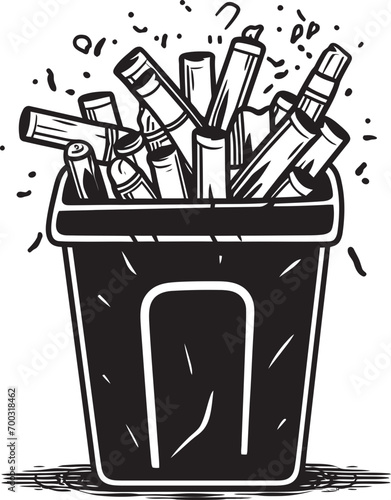 Trash Bin Reminder Black Vector Logo Smoke Free Zone Symbol No Smoking Bin Design