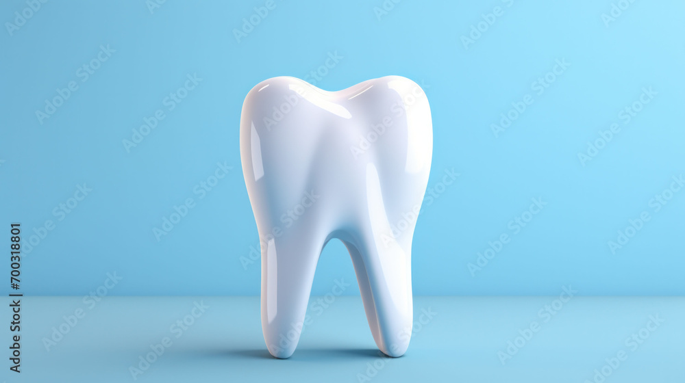 A solitary pristine white tooth stands against a soft blue background, symbolizing dental health and hygiene. A solitary pristine white tooth stands against a soft blue background, symbolizing dental health and hygiene.