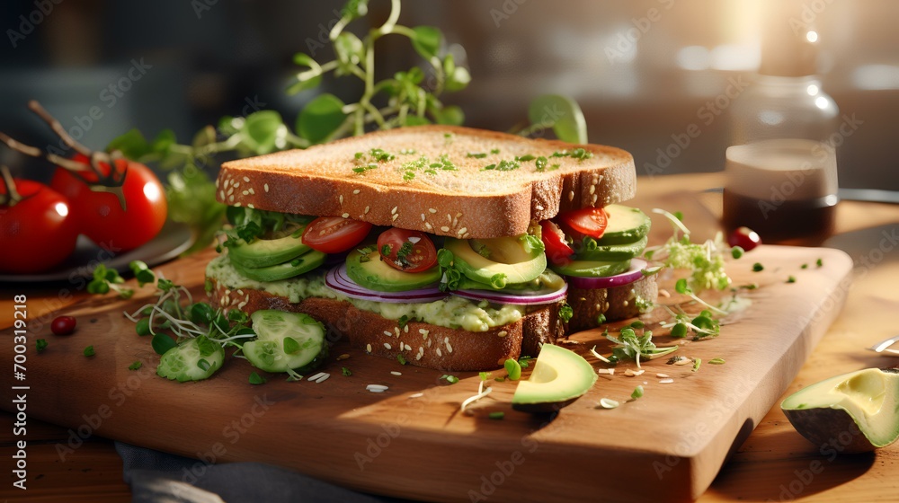 Healthy Sandwich with Veggies (Meatless, Cruelty-Free)