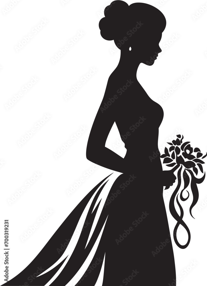 Fototapeta premium Sophisticated Bride Design Black Emblem Chic Bridal Essence Black Vector Icon