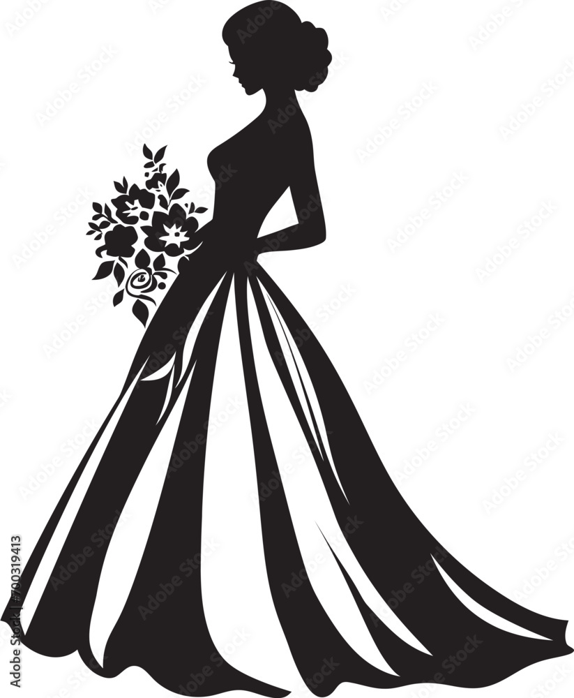 Brides Essence Black Emblem Glamorous Silhouette Vector Icon