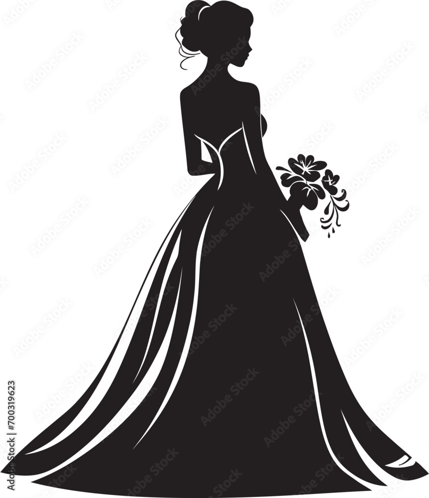 Wedded Beauty Monochrome Bride Logo Elegant Brides Aura Black Vector Emblem