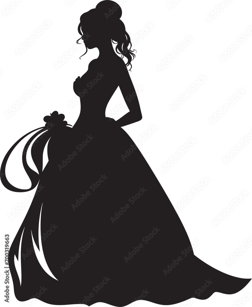 Classic Radiance Monochrome Bridal Emblem Sophisticated Design Black Bride Icon