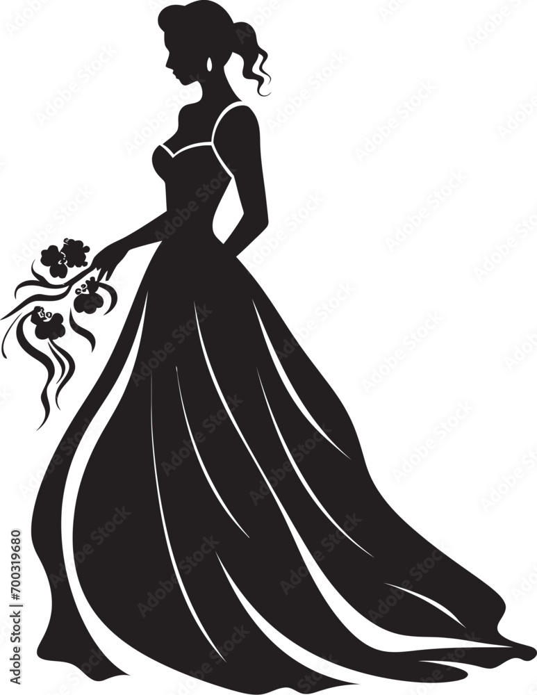 Radiant Bridal Portrait Black Logo Brides Essence Black Vector Emblem Radiant Bridal Portrait Black Logo Brides Essence Black Vector Emblem