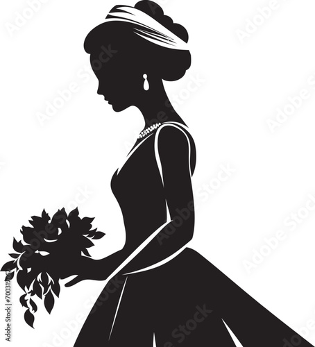 Matrimonial Elegance Monochrome Emblem Chic Bride Silhouette Black Logo Design
