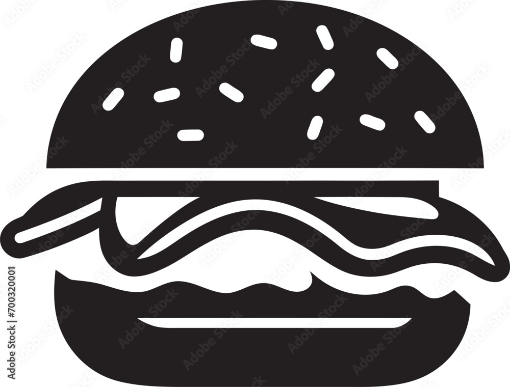 Sizzling Goodness Burger Icon Chic Burger Harmony Black Vector Sizzling Goodness Burger Icon Chic Burger Harmony Black Vector