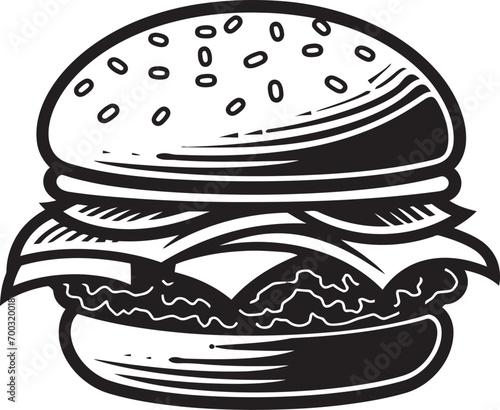 Chic Burger Elegance Black Icon Delightful Burger Black Vector Emblem