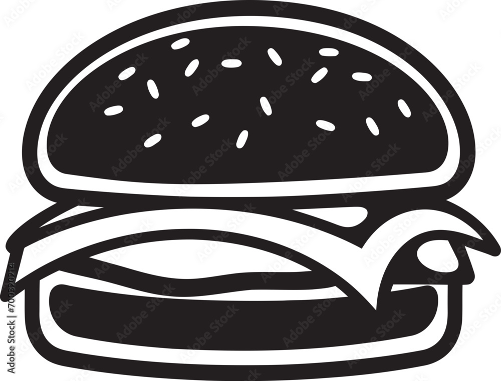 Chic Burger Delight Black Vector Icon Flavorful Essence Black Burger Chic Burger Delight Black Vector Icon Flavorful Essence Black Burger