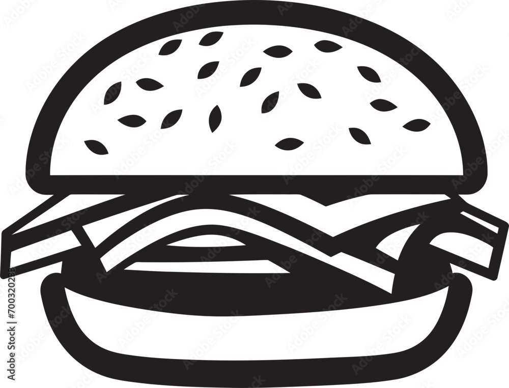 Classic Burger Radiance Monochrome Icon Iconic Burger Design Black Emblem Classic Burger Radiance Monochrome Icon Iconic Burger Design Black Emblem