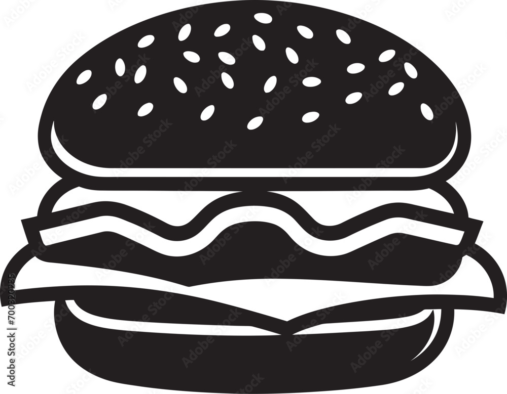 Juicy Bite Monochrome Burger Symbol Burger Essence Black Vector Logo Juicy Bite Monochrome Burger Symbol Burger Essence Black Vector Logo