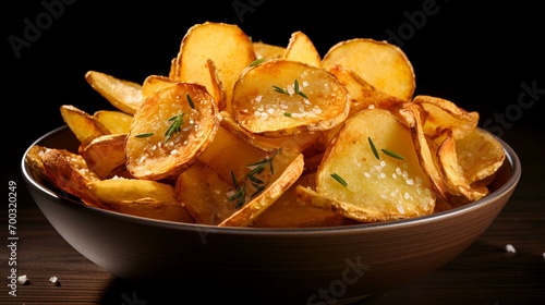 Potato Chips in a Bowl - Isolated on Transparent Background