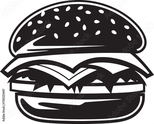 Sizzling Flavor Burger Vector Chic Burger Elegance Black Icon