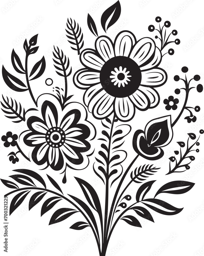 Ink Sketchy Blooms Monochrome Logo Floral Scribble Art Black Vector Icon Ink Sketchy Blooms Monochrome Logo Floral Scribble Art Black Vector Icon