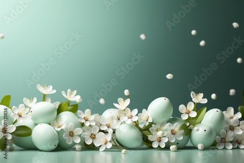 Pastel perfection Easter background with eggs  feathers  and glitter