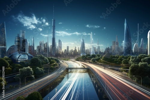Forward looking city A modern interpretation of a futuristic cityscape