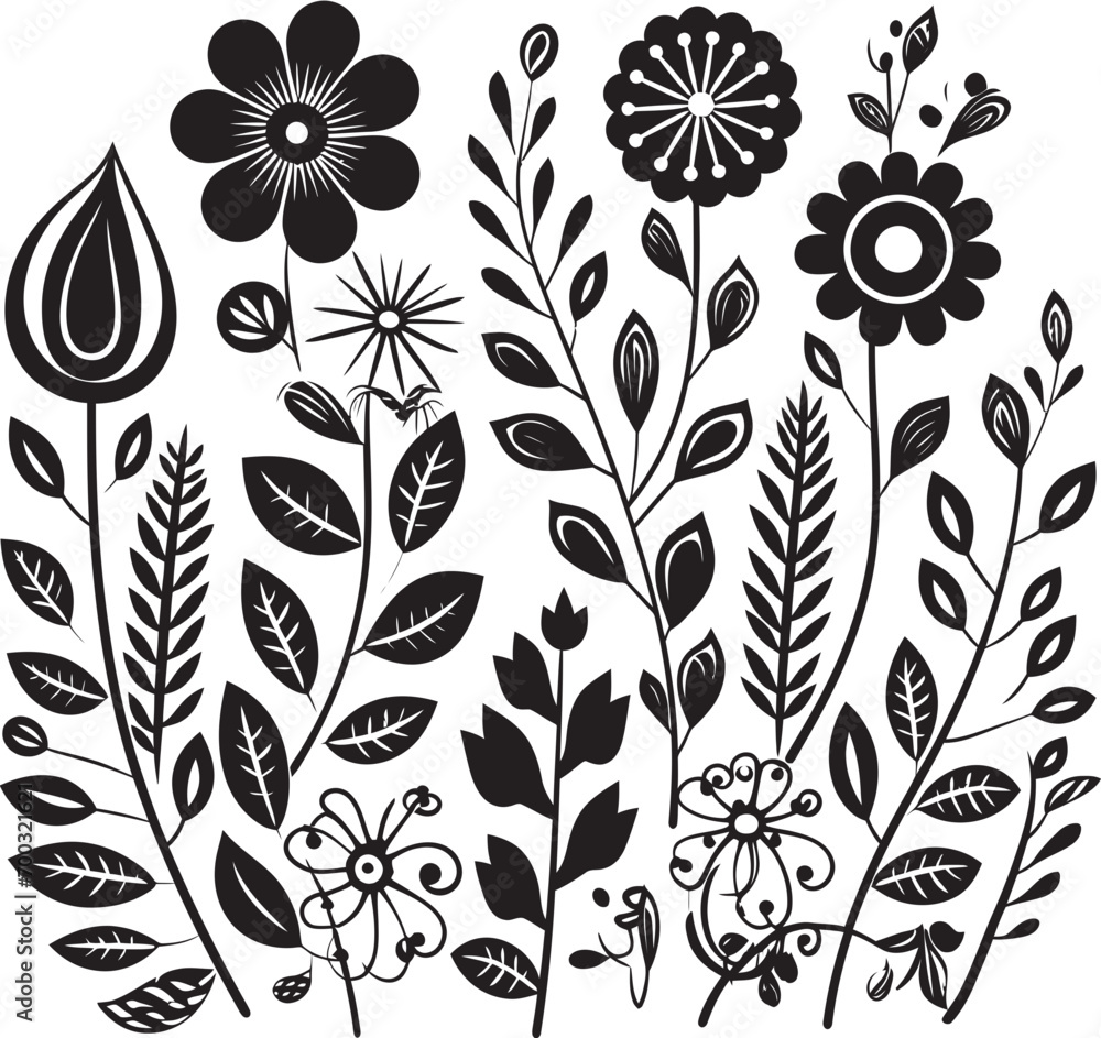 Charming Doodles Black Flower Bundle Doodle Blossom Charm Monochrome Logo