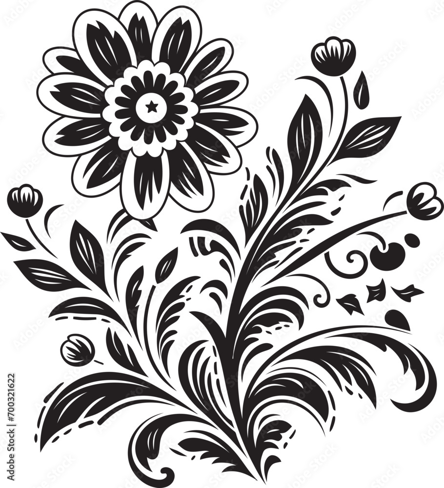Ink Sketch Bouquet Black Doodle Design Whimsical Garden Doodle Flower Icon Ink Sketch Bouquet Black Doodle Design Whimsical Garden Doodle Flower Icon