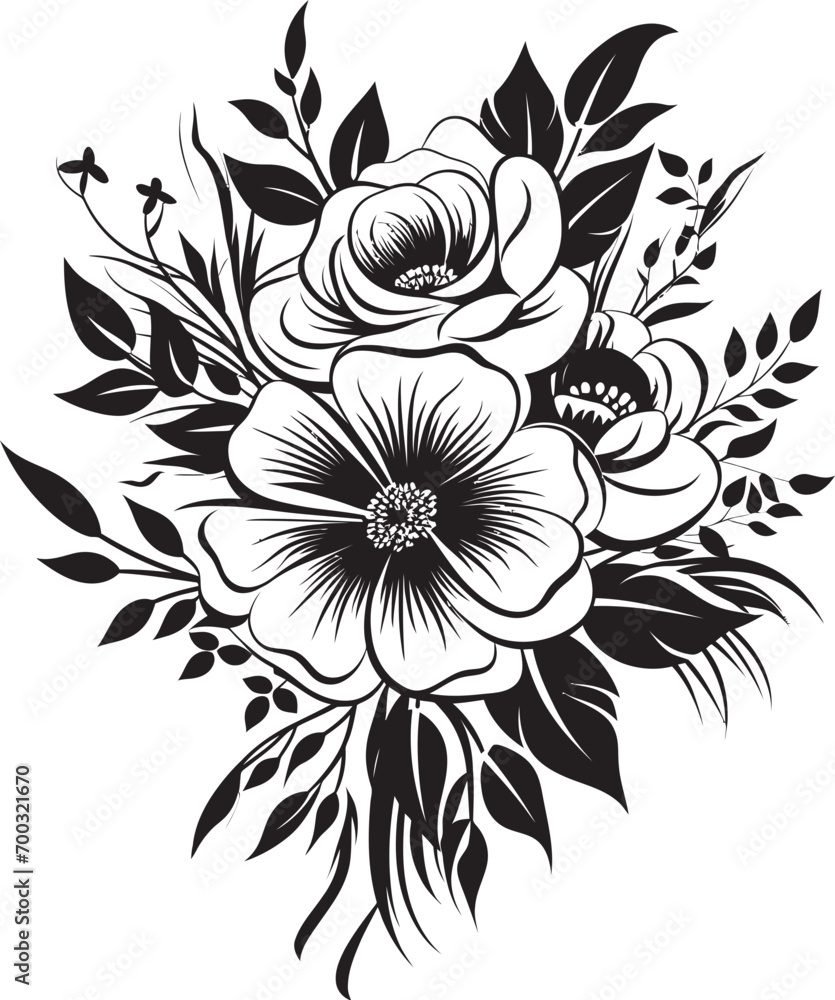 Fototapeta premium Simplistic Floral Charm Black Logo Timeless Bouquet Design Monochrome Symbol