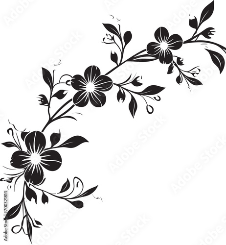 Botanical Wine Sketch Monochrome Emblem Flower and Wine Essence Black Icon