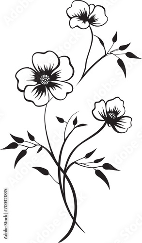 Botanical Vine Essence Monochrome Design Floral Wine Symphony Black Emblem