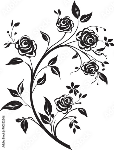 Wine blushed Blossoms Monochrome Logo Floral Wine Sketch Black Design