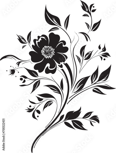 Fototapeta Naklejka Na Ścianę i Meble -  Botanical Wine Flourish Monochrome Emblem Vineyard Beauty Black Vector Icon