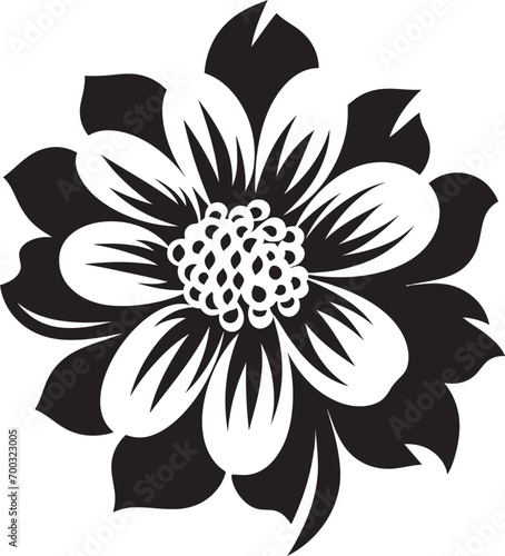 Minimalist Floral Sketch Monochrome Logo Robust Flower Outline Black Vector Symbol