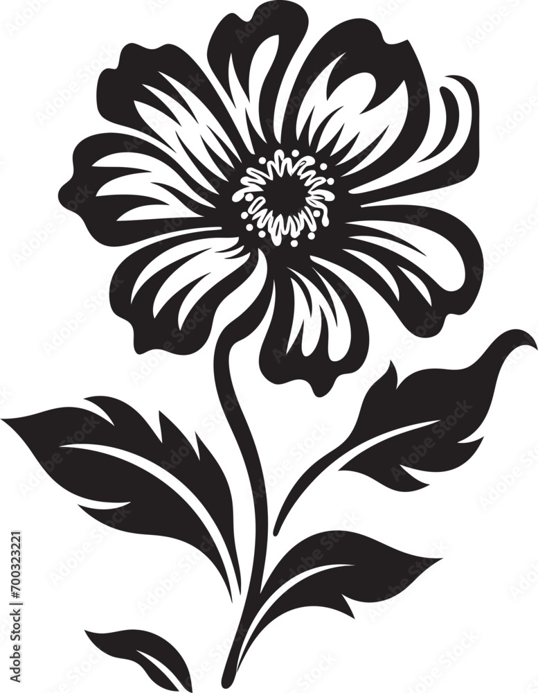 Bold Floral Contour Black Vector Symbol Simplistic Petal Framework Monochrome Iconic Design Bold Floral Contour Black Vector Symbol Simplistic Petal Framework Monochrome Iconic Design