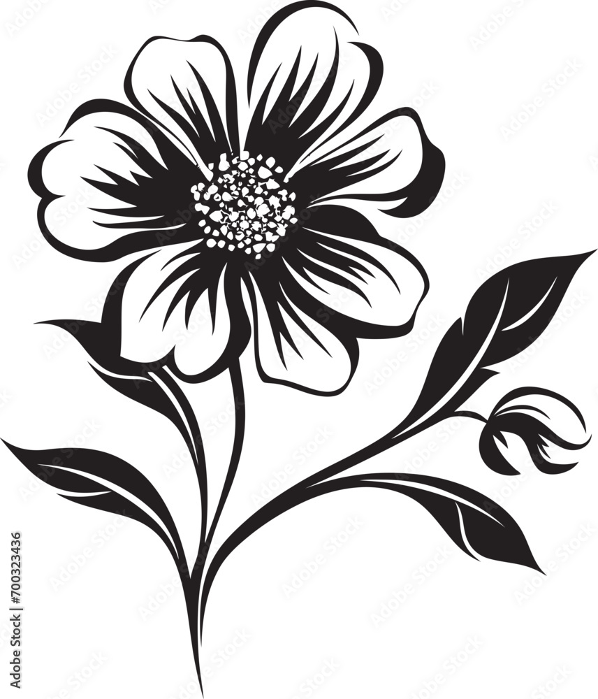 Intricate Floral Boundary Monochrome Vector Symbolism Botanical Stroke Black Emblematic Design