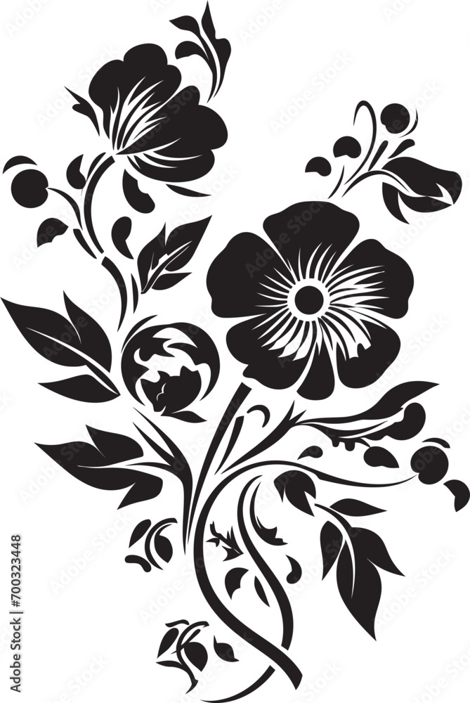 Robust Flower Outline Black Iconic Sketch Intricate Floral Boundary Monochrome Vector Symbolism Robust Flower Outline Black Iconic Sketch Intricate Floral Boundary Monochrome Vector Symbolism