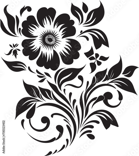 Thickened Bloom Contour Monochrome Vector Icon Simple Flower Sketch Black Emblematic Icon