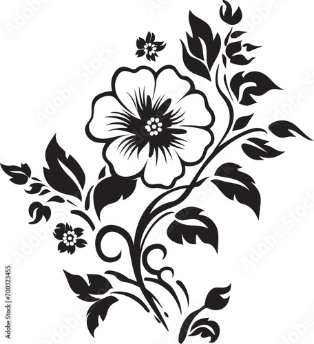 Solid Floral Structure Black Design Emblem Simplistic Yet Bold Outline Monochrome Emblem