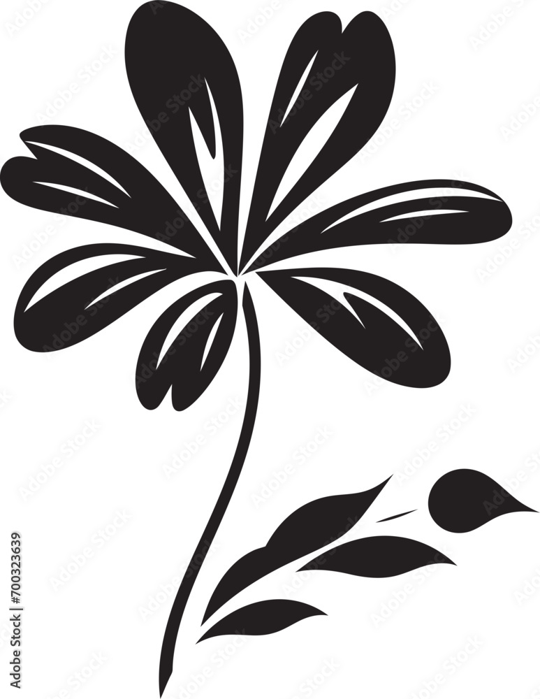 Obraz premium Simplistic Flower Frame Monochrome Emblematic Symbol Robust Petal Sketch Black Iconic Symbol