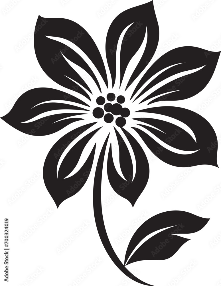 Obraz premium Thickened Blossom Sketch Monochrome Emblematic Design Simple Flower Sketch Black Emblematic Icon