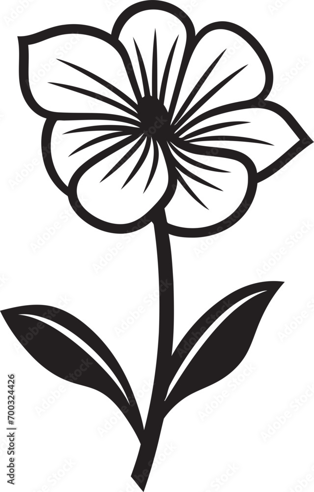 Obraz premium Artistic Petal Sketch Hand Drawn Vector Symbol Simple Doodle Flower Monochrome Emblematic Icon