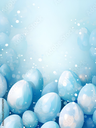 Abstract illustration with blue easter eggs, abstract background with copy space 