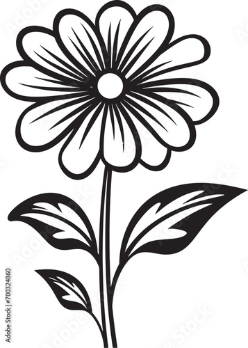 Freehand Petal Design Monochrome Vector Symbol Sketch Style Blossom Icon Black Design Logo