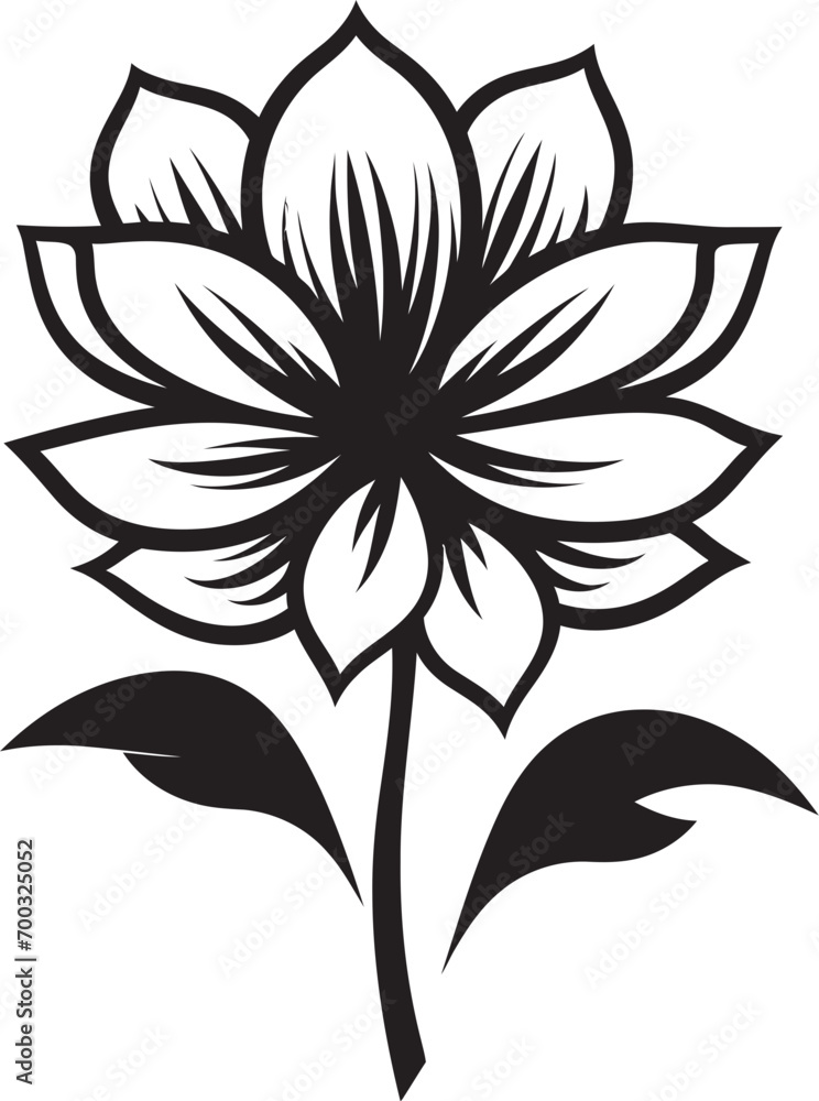 Obraz premium Hand Rendered Floral Charm Monochrome Emblematic Sketch Simple Sketch Flower Black Vectorized Symbol