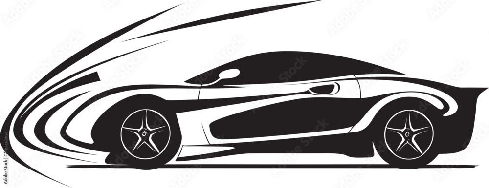 Contemporary Sedan Emblem Monochrome Vector Icon Dynamic EV Vision Black Emblematic Design