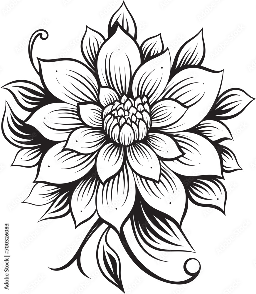 Ethereal Flower Vector Black Symbol Sleek Floral Icon Monochrome Emblem