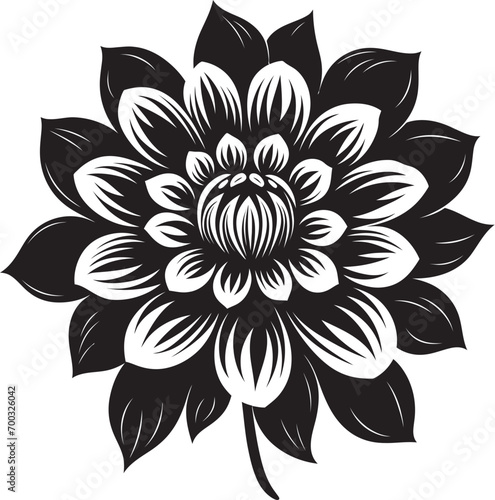 Stylish Botanical Emblem Black Signature Delicate Flower Impression Vector Artistry