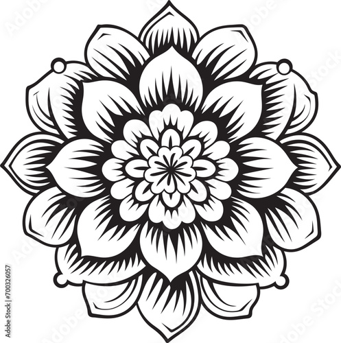 Graceful Bloom Element Monochrome Logo Singular Petal Symbolism Iconic Art